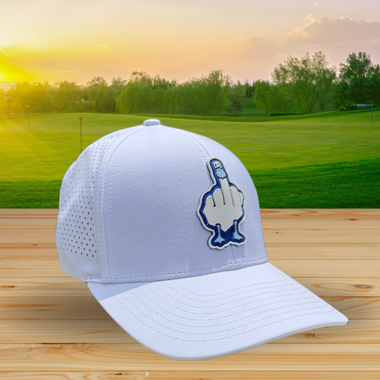 Gorra blanca logo blanco y azul