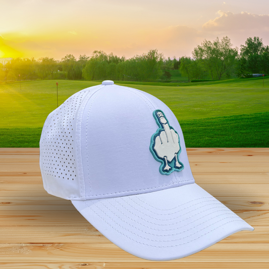 Gorra blanca logo blanco y turquesa