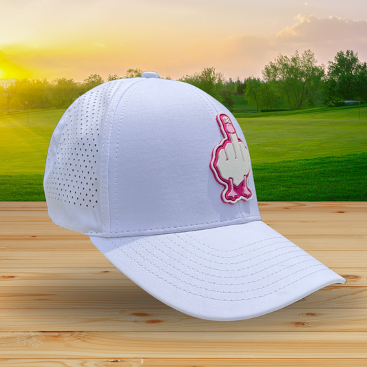 Gorra blanca logo blanco y rosa