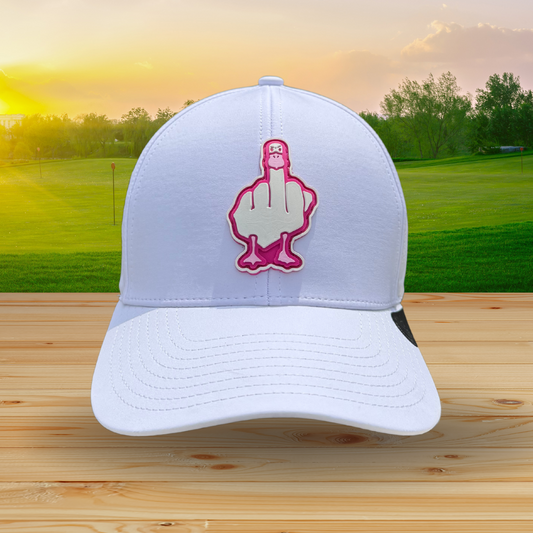 Gorra blanca logo blanco y rosa