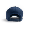 Gorra azul Duck U vista trasera con panel perforado y cierre snapback ajustable.