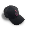 Gorra negra logo negro y rosa
