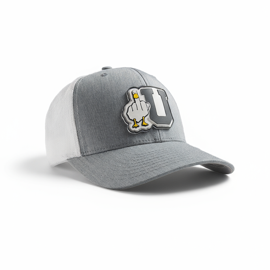 Light gray cap with white U logo